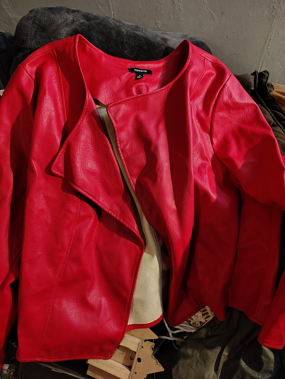 torrid Red Faux Leather Open-Front Jacket